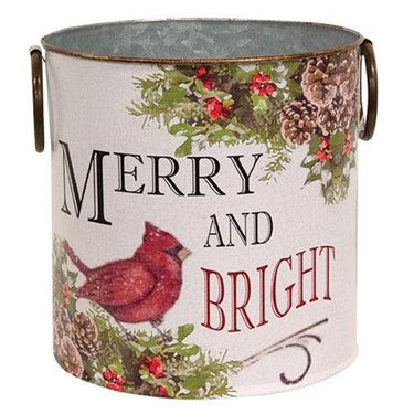 2 Set Merry and Bright Cardinal Buckets - The Fox Decor